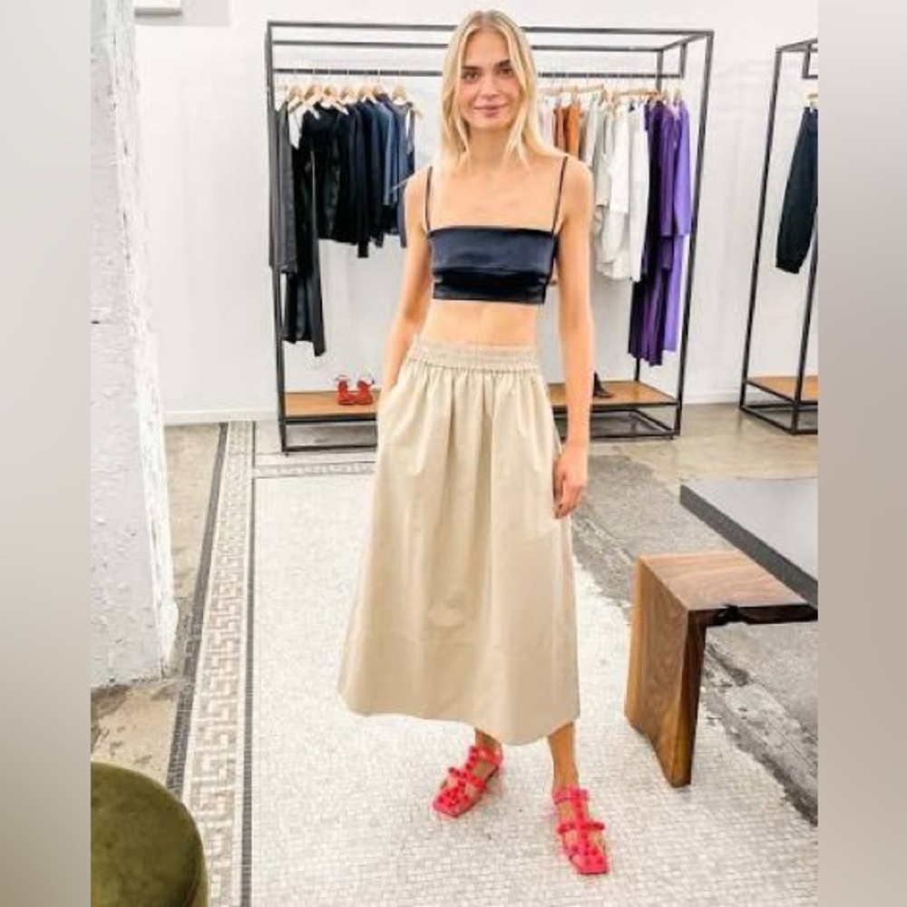 Tibi Nylon Pull On Full Skirt, Tan - Picture 3 of 9